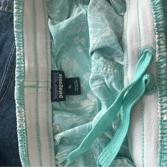 Patagonia Baggies 5” shorts women’s sz XL teal pattern pockets activewear hiking - Picture 4 of 4